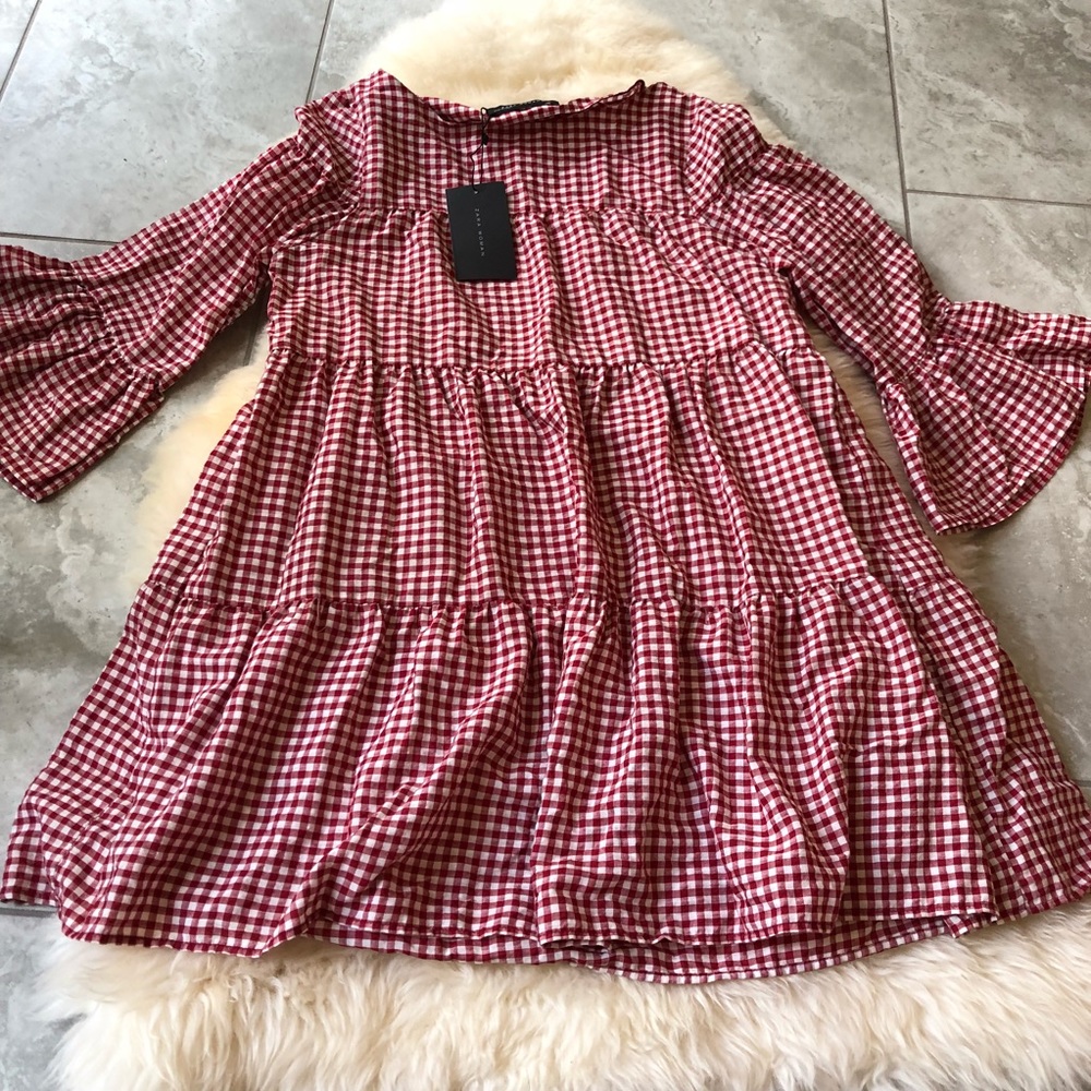NWT Zara checkered dress with 3/4 sleeves